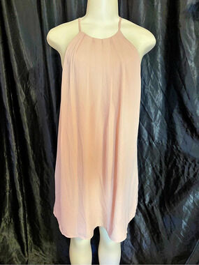 Everly Pleated Halter Neck Mini Dress Pink Size Small